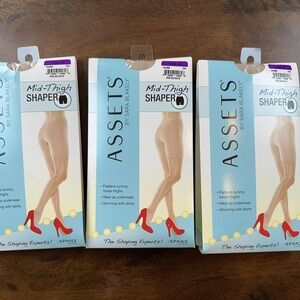 Assets By Sara Blakely Mid Thigh Shaper Womens Size 5 Nude Spanx 3 Pack Control